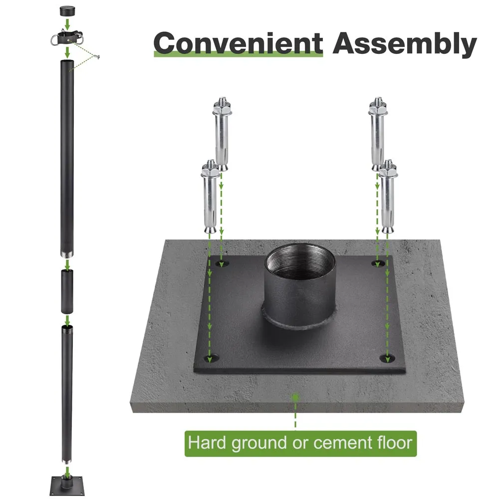 TheLAShop Shade Sail Post Pole Kit (Base Plate, D-Ring & Clamp)