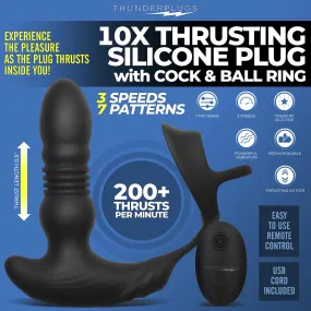 Thrusting Vibrator with Cock and Ball Ring and Remote