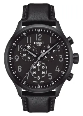 TISSOT SWISS GENTS CHRONOGRAPH XL BLACK DIAL BLACK LEATHER T116-617-36-052-00