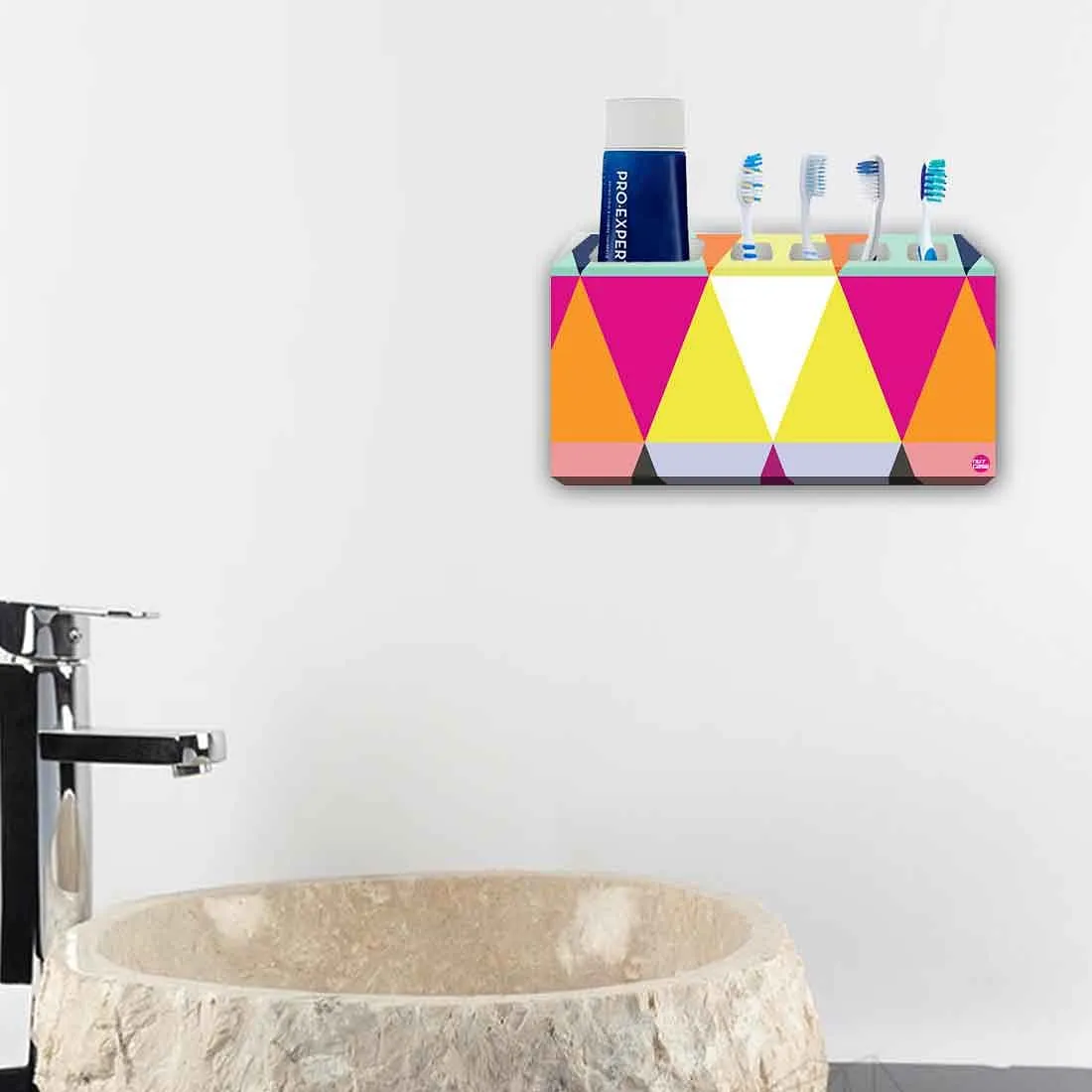 Toothbrush Holder Wall Mounted -Coloreful Triangles