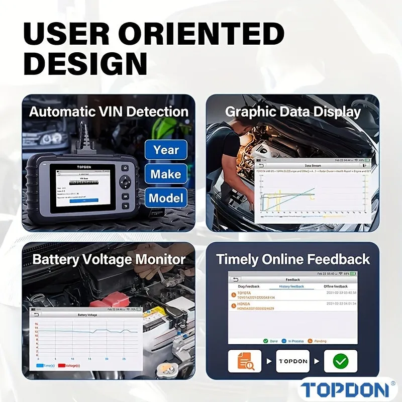 TOPDON AD500 Diagnostic Scan Tool with Reset Functions & AutoVIN, Lifetime Updates