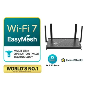 TP-Link Archer BE230 WiFi 7 BE3600 Dual-Band Dual 2.5G Ports Router with EasyMesh HomeShield