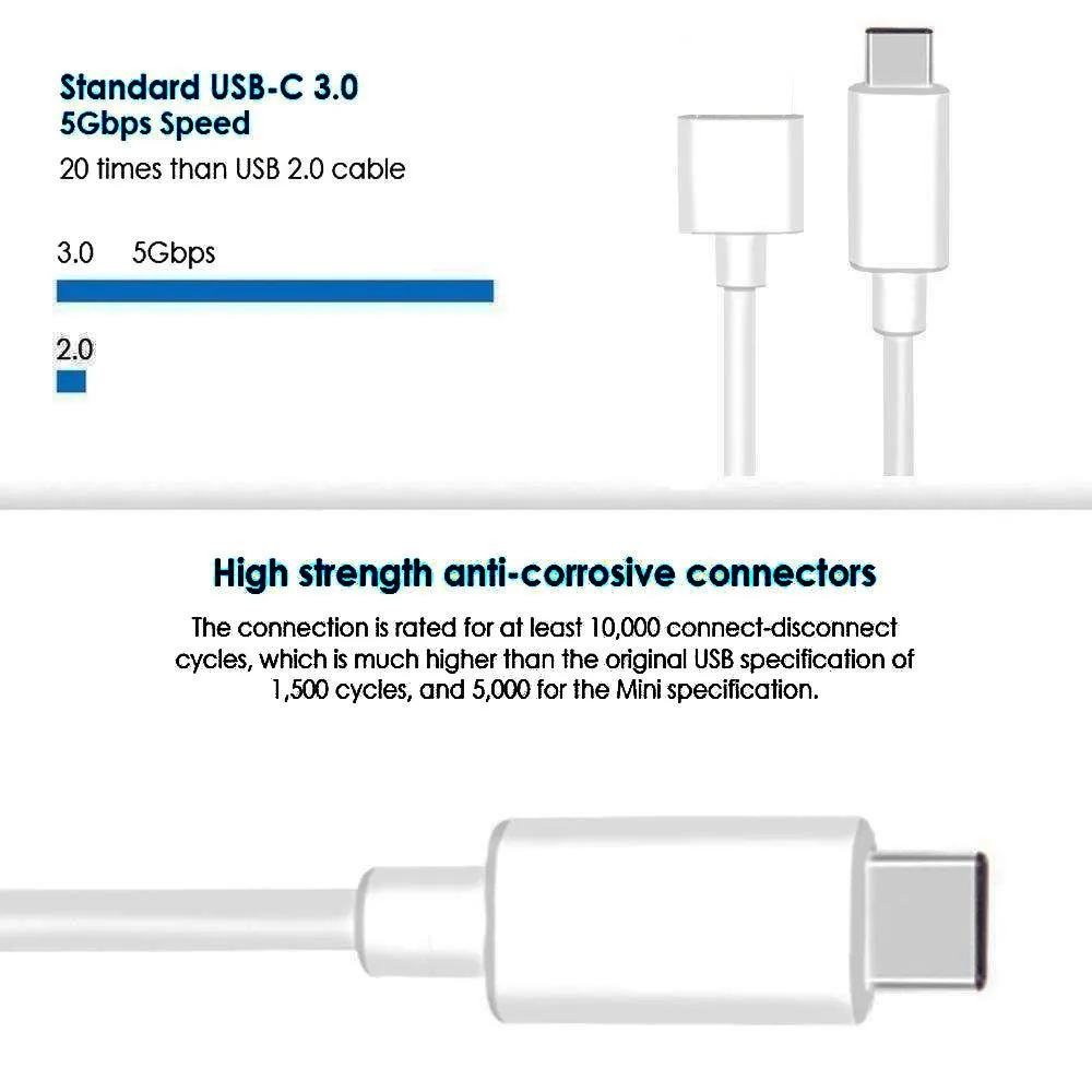 USB Type-C 3.1 Male To 3.0 Female Adapter O.T.G Data Sync Charge Cable