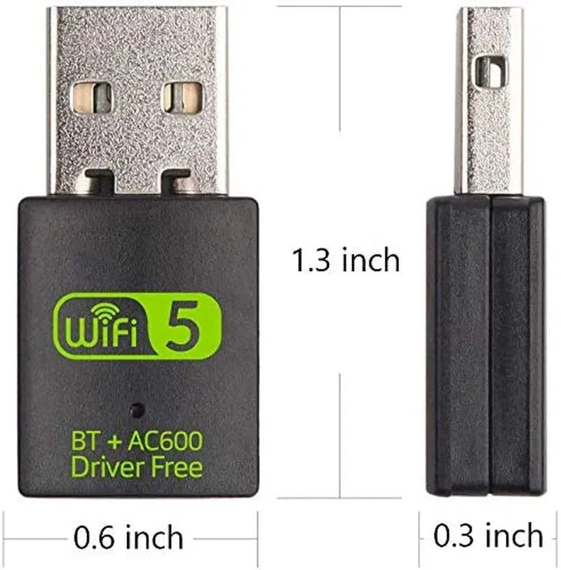 USB Wifi Bluetooth Adapter, 600Mbps Dual Band 2.4/5Ghz Wireless Network External Receiver, Mini Wifi Dongle for Pc/Laptop/Desktop