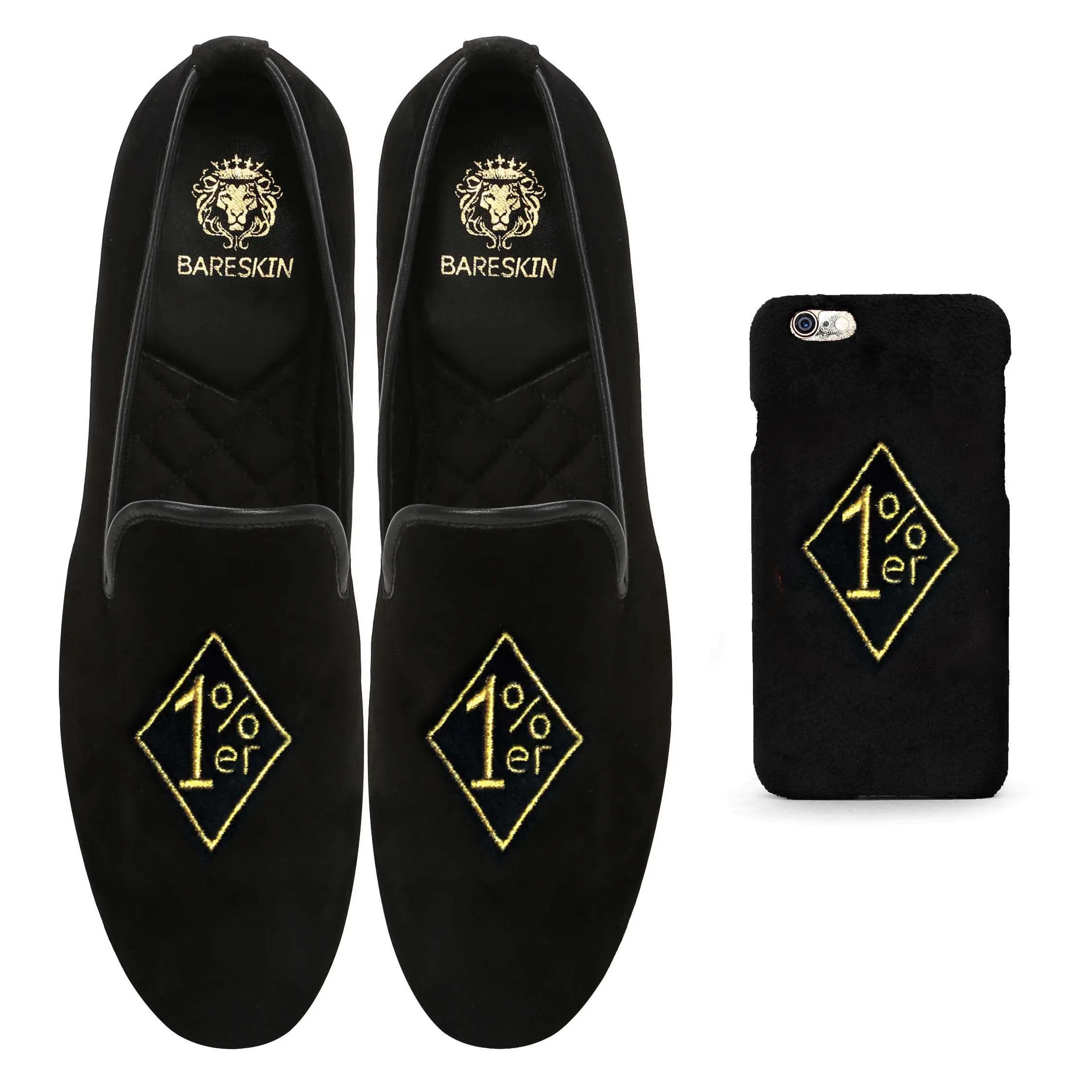 Velvet Slip-on & Mobile Cover Combo with Desired Initials By Brune & Bareskin