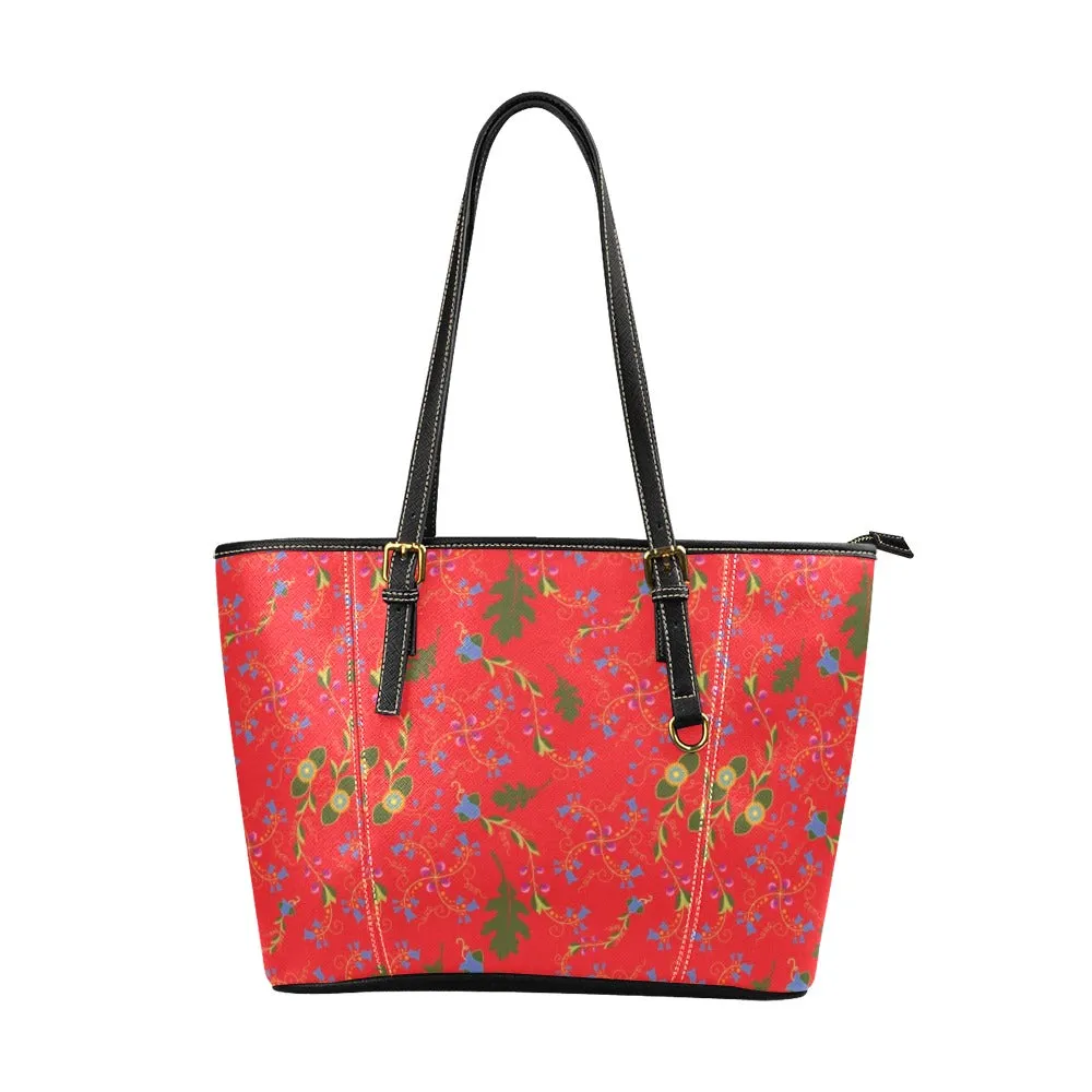 Vine Life Scarlet Leather Tote Bag/Large