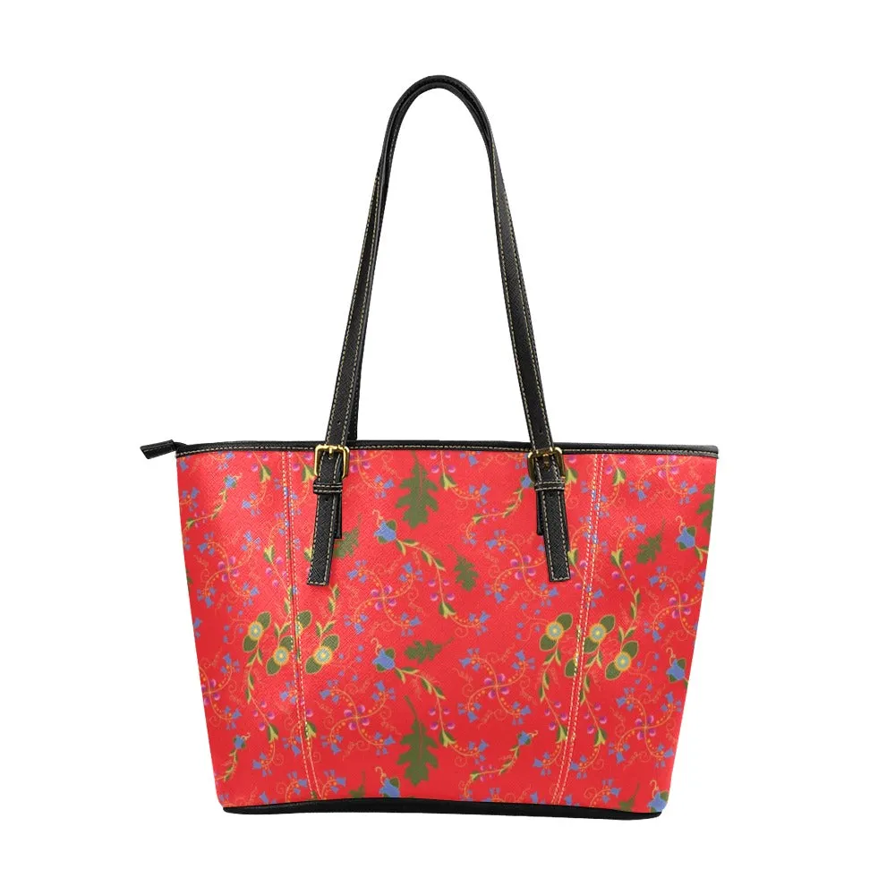 Vine Life Scarlet Leather Tote Bag/Large