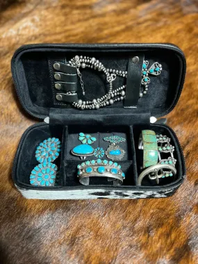 Vintage Cowgirl Cases Tooled Leather/Cowhide Mini Plus Jewelry Case