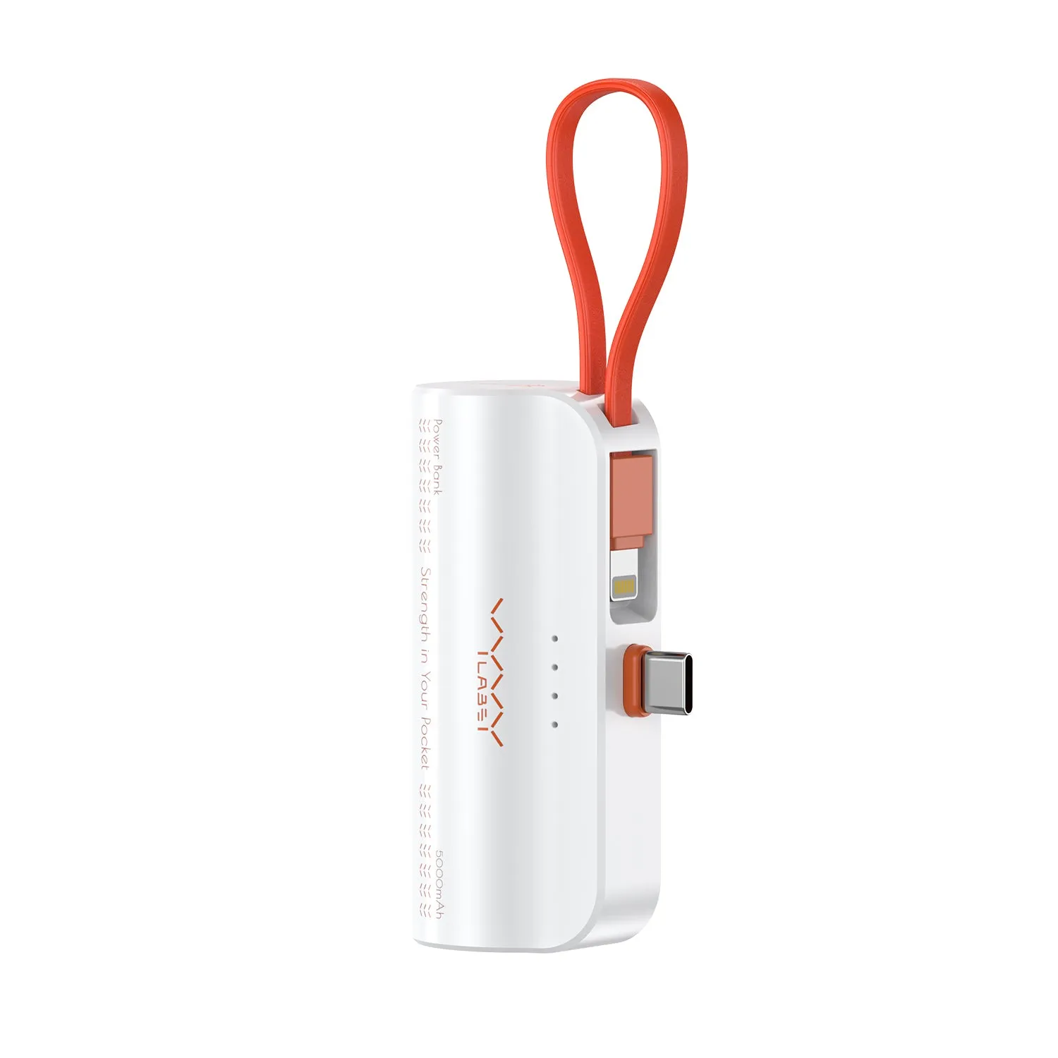 Vyvylabs Q12 Capsule Power Bank 5000mAh Type-C With iP Cable and Stand - White