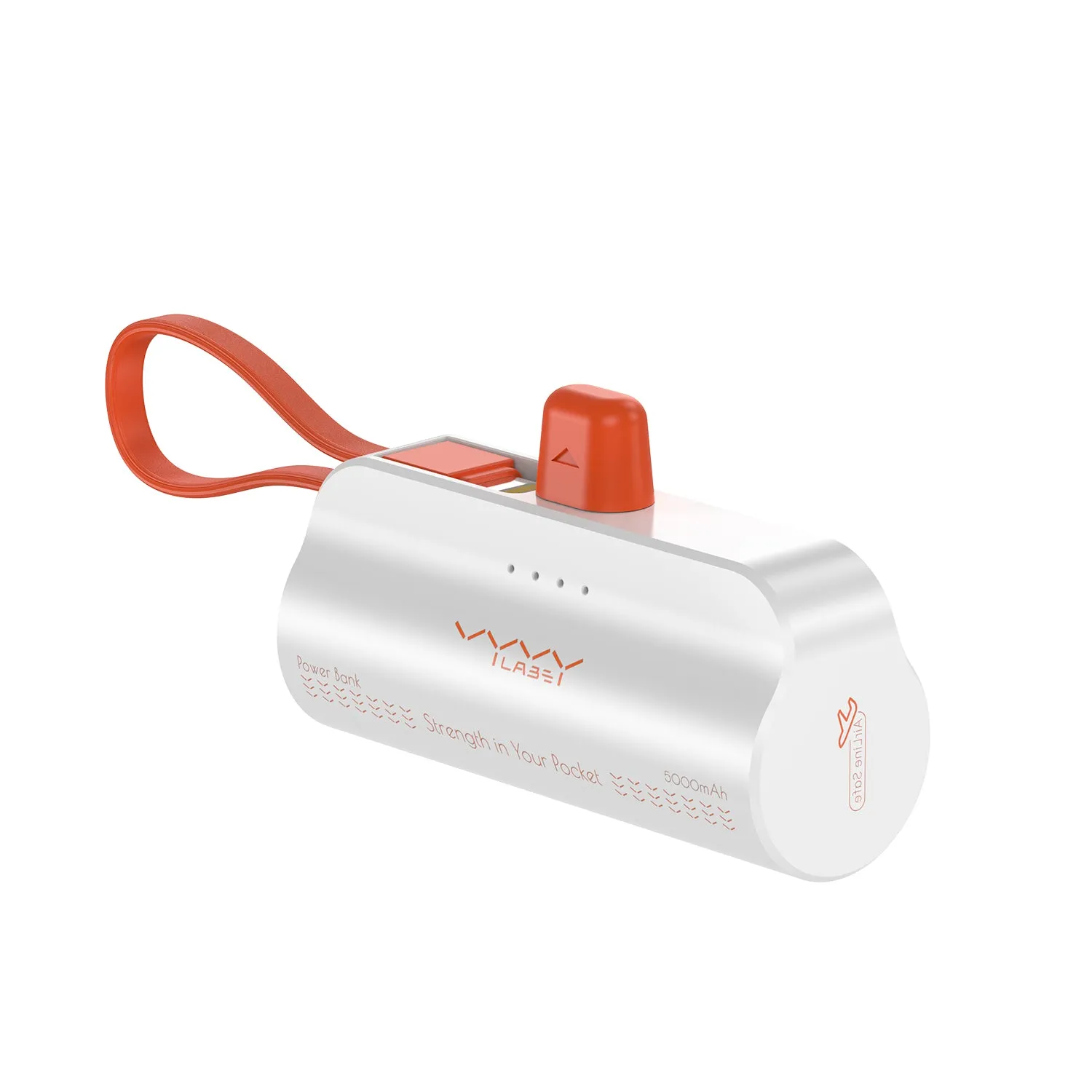 Vyvylabs Q12 Capsule Power Bank 5000mAh Type-C With iP Cable and Stand - White