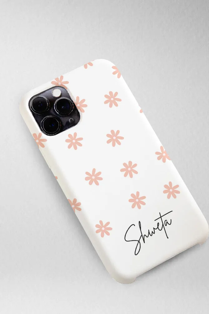 White Floral Customized Hard Mobile Case - iPhone, Samsung, OnePlus & Xiaomi