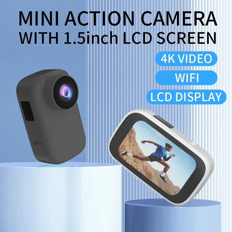 WIFI 4K HD Thumb Action Camera with Magnetic Back Clip Anti-shake Pocket Camera HD Sports Camera