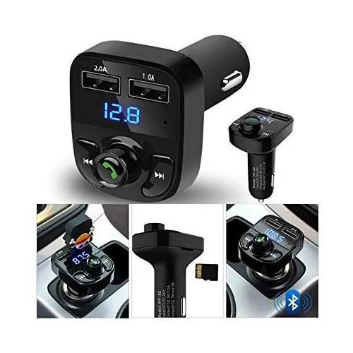 X8 Car Bluetooth FM Transmitter Kit with QC 3.0 Hands-Free Dual USB Rapid Fast Charger