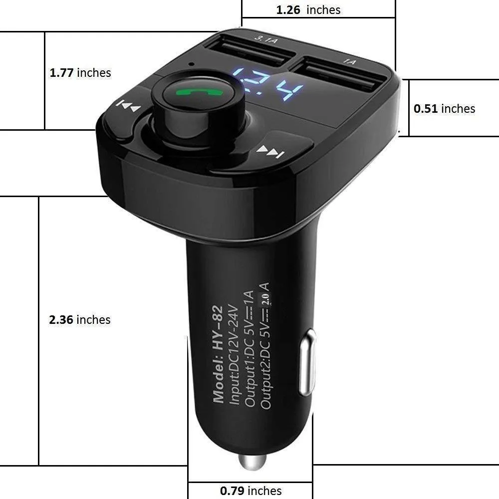 X8 Car Bluetooth FM Transmitter Kit with QC 3.0 Hands-Free Dual USB Rapid Fast Charger