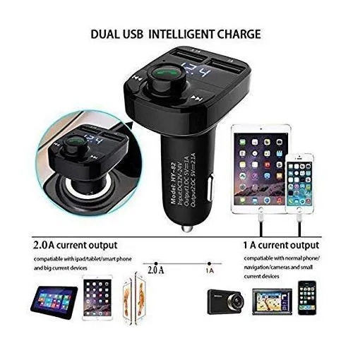 X8 Car Bluetooth FM Transmitter Kit with QC 3.0 Hands-Free Dual USB Rapid Fast Charger