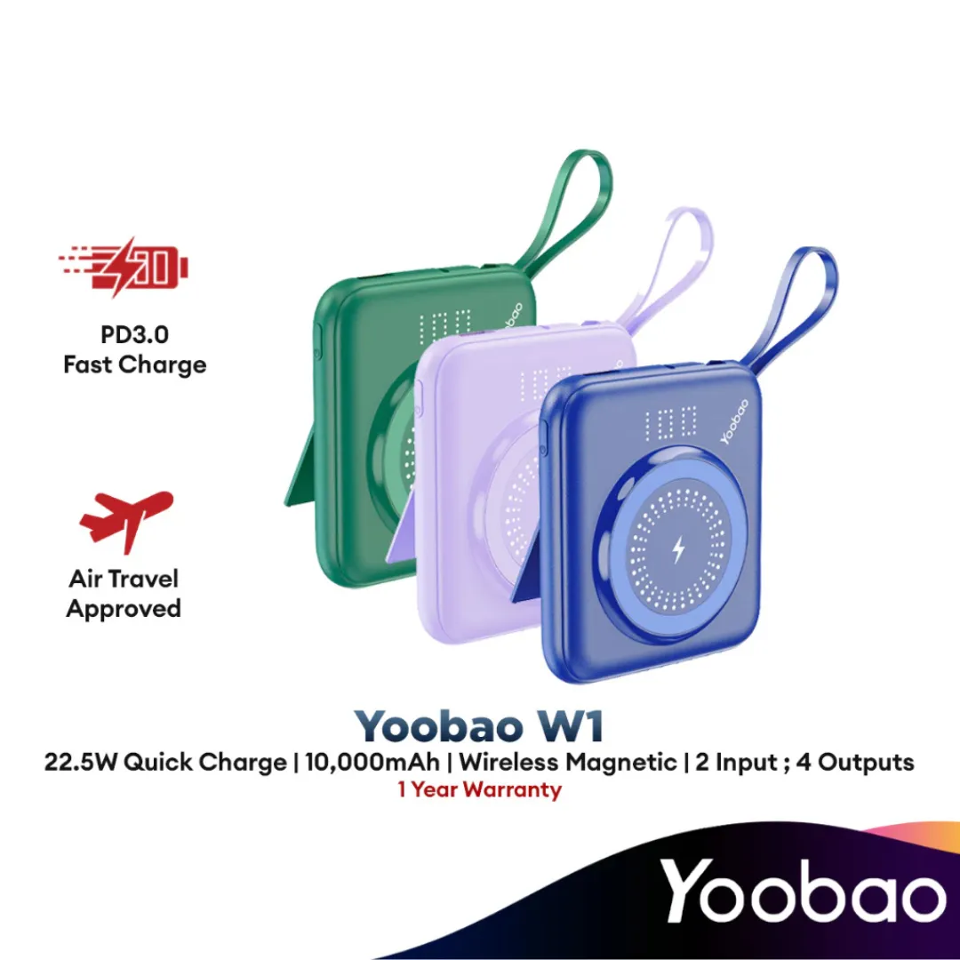 Yoobao W1 Fast Charging SCP Power Bank 10000mAh 22.5W PD20W Wireless Magnetic PowerBank