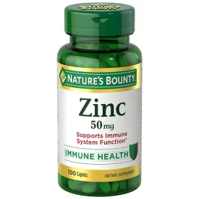 Zinc (Zinc Gluconate) 50 mg Caplets for Immune Health by Nature's Bounty 100 Count